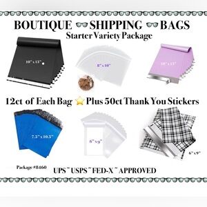 Shipping Starter Variety Package 48ct Poly & 24ct Clear Bags & 50ct Stickers 👓🆕👓